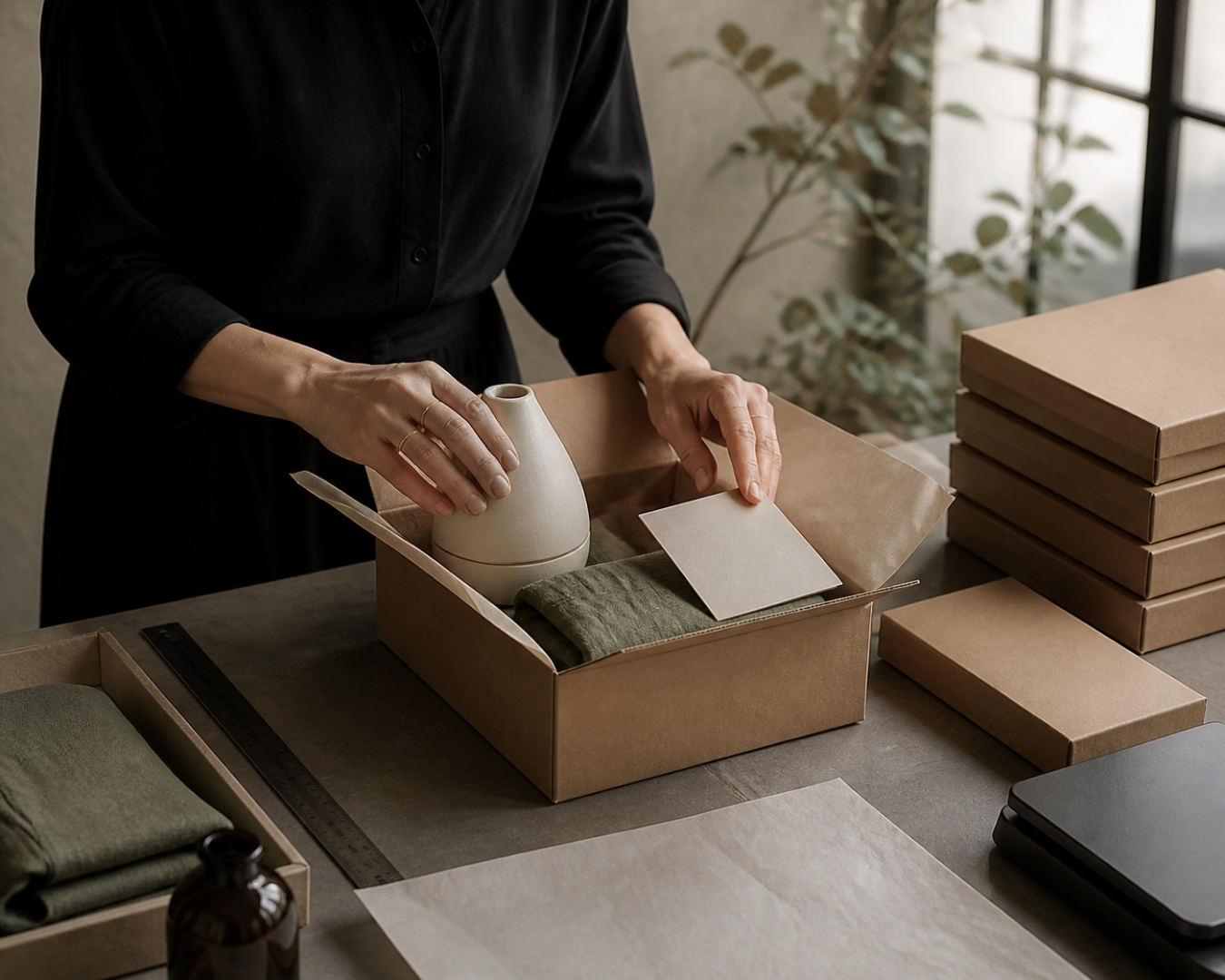 Illustrative material study on a product-development worktable